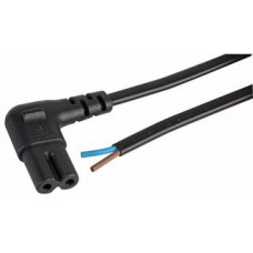 Black Right Angled 2m Figure 8 C7 Mains Lead with Bare Ends